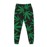 Green And Black Cannabis Leaf Print Jogger Pants