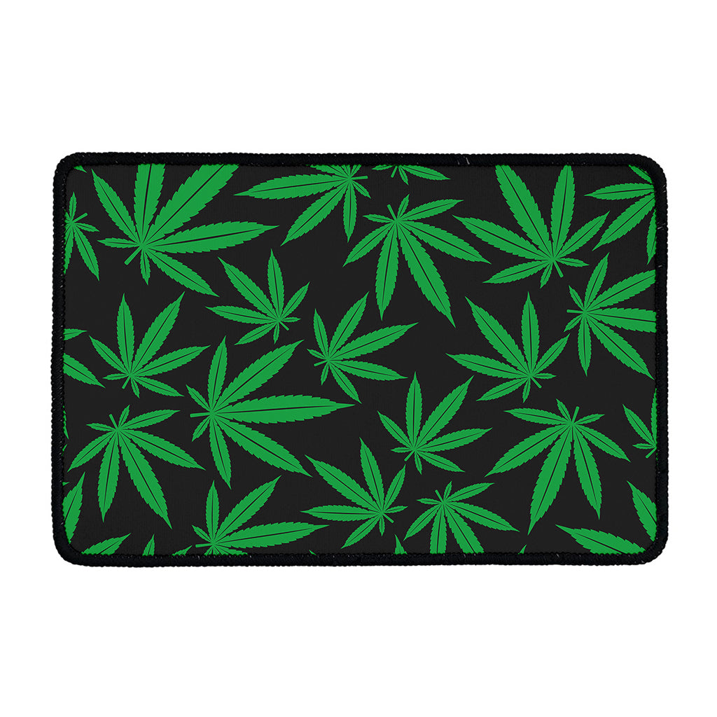 Green And Black Cannabis Leaf Print Kitchen Mat