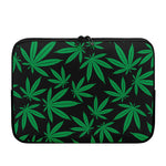 Green And Black Cannabis Leaf Print Laptop Sleeve