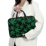 Green And Black Cannabis Leaf Print Laptop Sleeve With Handle