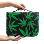 Green And Black Cannabis Leaf Print Leather Bible Cover