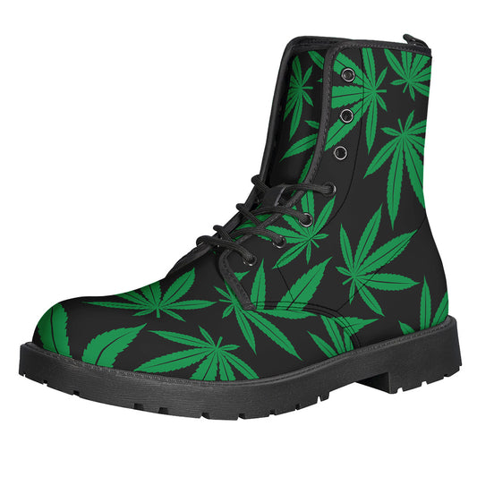 Green And Black Cannabis Leaf Print Backpack
