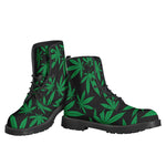 Green And Black Cannabis Leaf Print Backpack