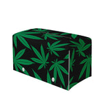 Green And Black Cannabis Leaf Print Leather Tissue Box Cover