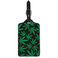 Green And Black Cannabis Leaf Print Luggage Tag