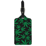 Green And Black Cannabis Leaf Print Luggage Tag