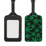 Green And Black Cannabis Leaf Print Luggage Tag