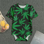 Green And Black Cannabis Leaf Print Men's Bodysuit