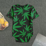 Green And Black Cannabis Leaf Print Men's Bodysuit