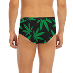 Green And Black Cannabis Leaf Print Men's Briefs