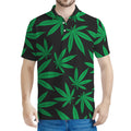 Green And Black Cannabis Leaf Print Men's Polo Shirt