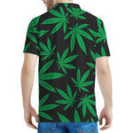 Green And Black Cannabis Leaf Print Men's Polo Shirt