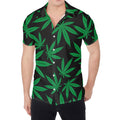 Green And Black Cannabis Leaf Print Men's Shirt