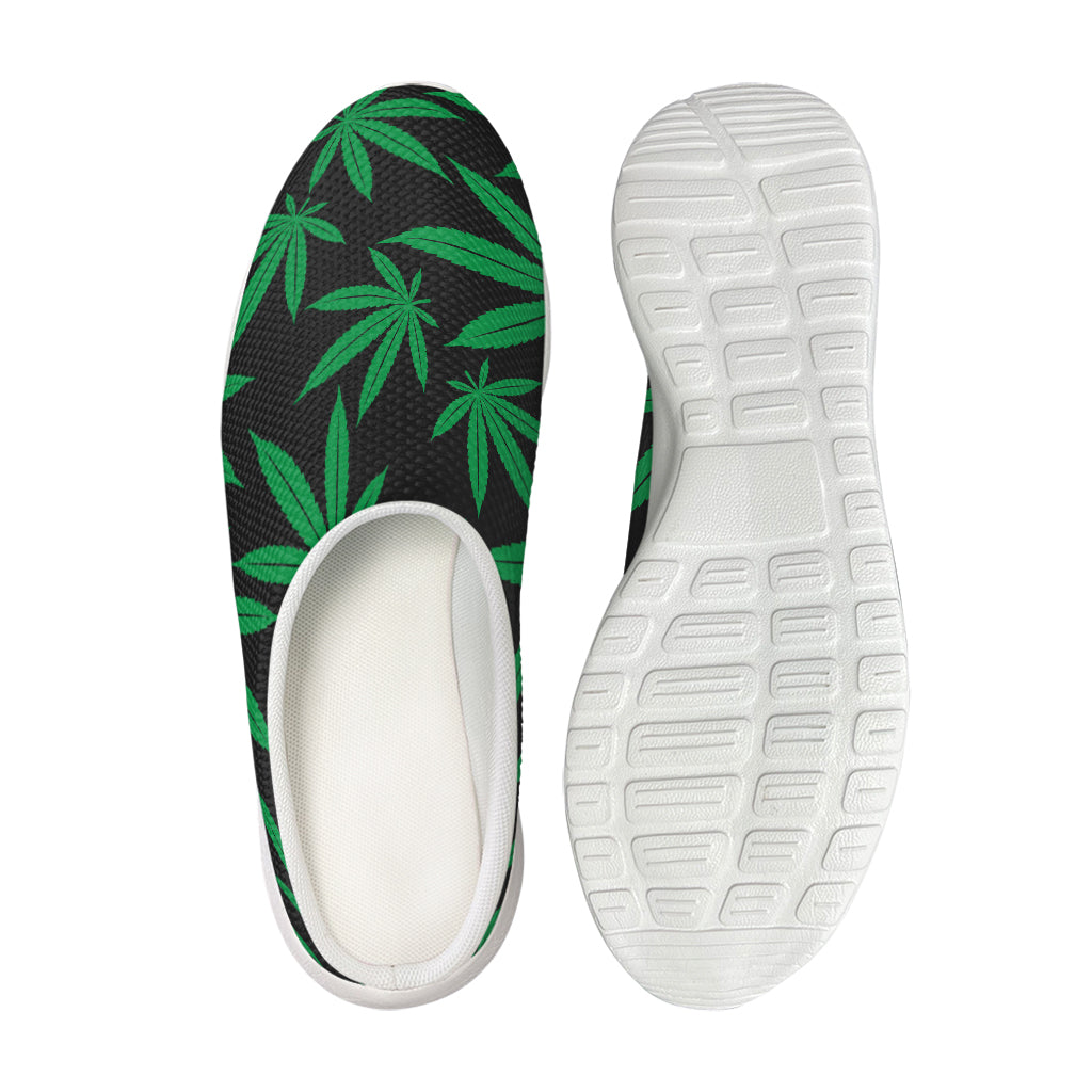 Green And Black Cannabis Leaf Print Mesh Casual Shoes
