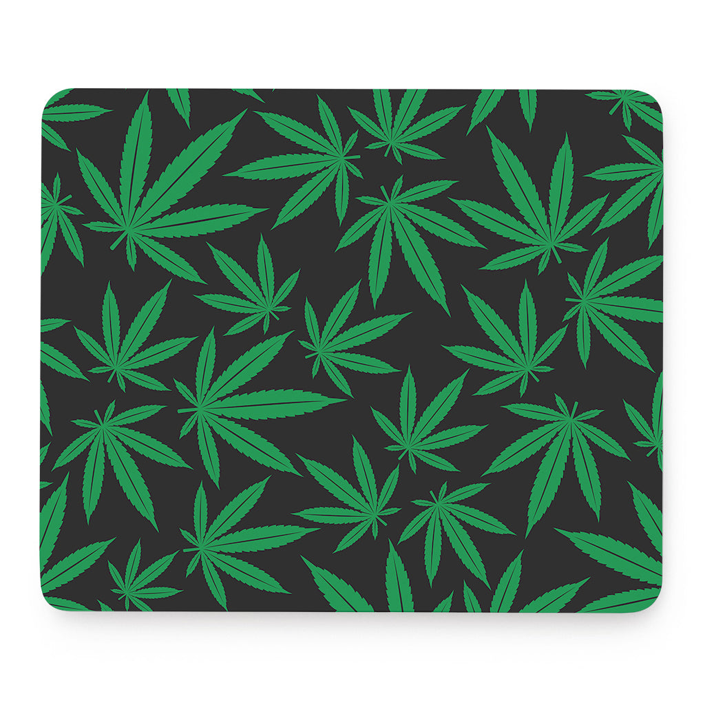 Green And Black Cannabis Leaf Print Mouse Pad