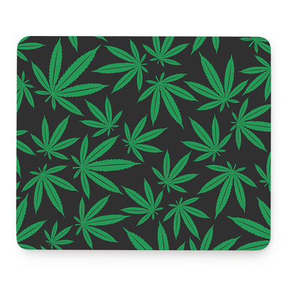 Green And Black Cannabis Leaf Print Mouse Pad
