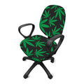 Green And Black Cannabis Leaf Print Office Chair Cover