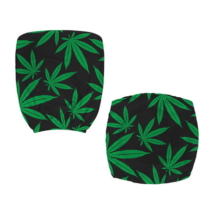 Green And Black Cannabis Leaf Print Office Chair Cover