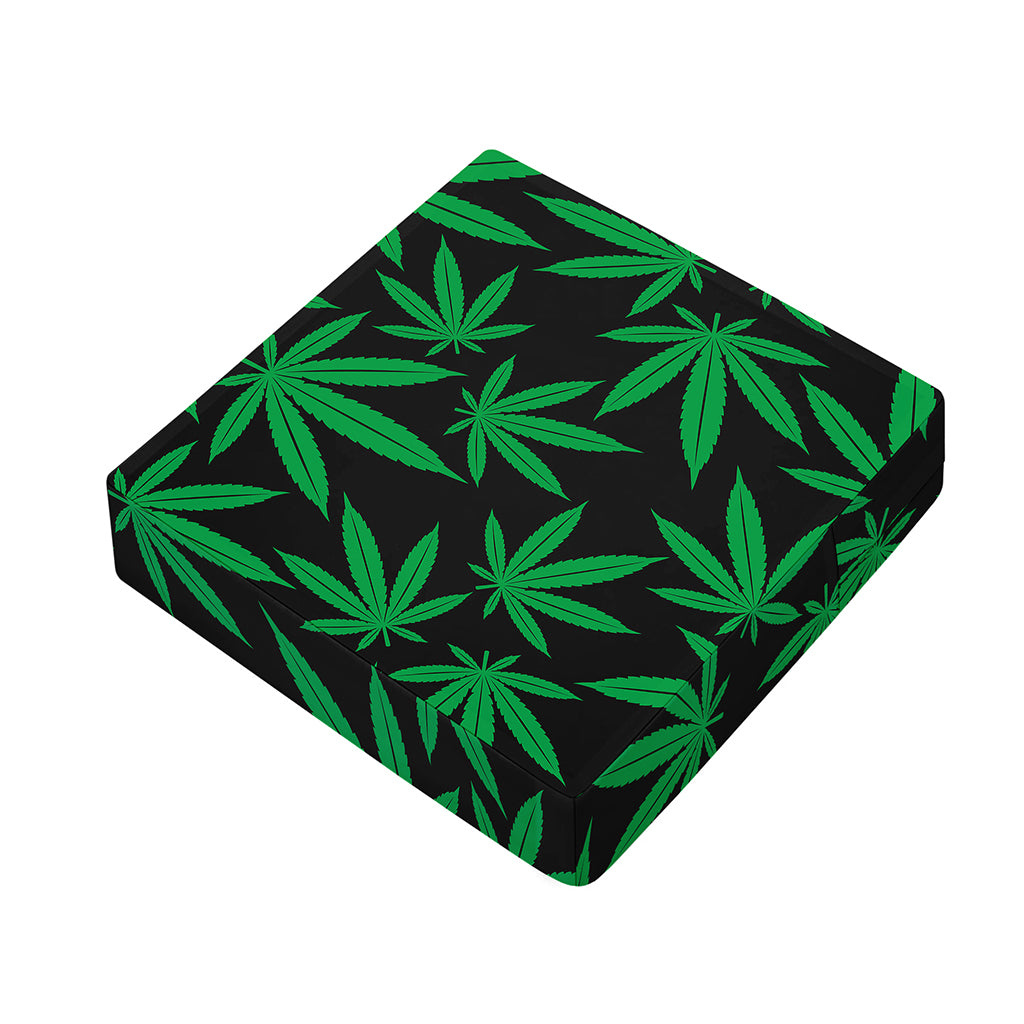 Green And Black Cannabis Leaf Print Outdoor Seat Cushion Cover