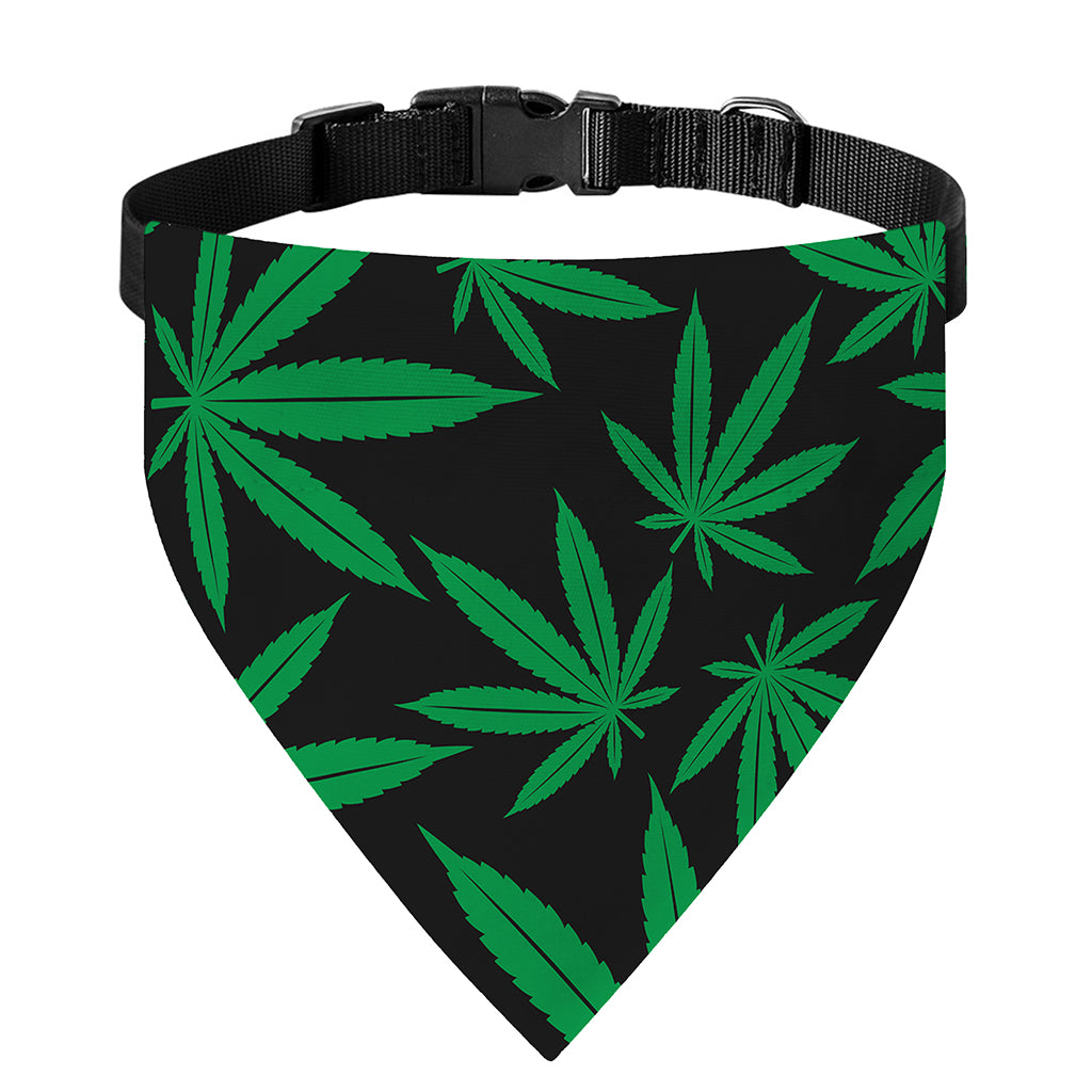 Green And Black Cannabis Leaf Print Over The Collar Dog Bandana