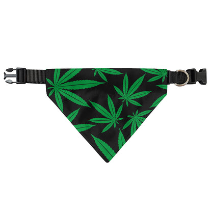 Green And Black Cannabis Leaf Print Over The Collar Dog Bandana