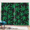 Green And Black Cannabis Leaf Print Pencil Pleat Curtains