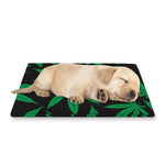 Green And Black Cannabis Leaf Print Pet Cooling Mat Cover