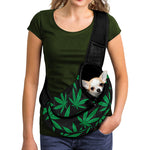 Green And Black Cannabis Leaf Print Pet Sling Carrier
