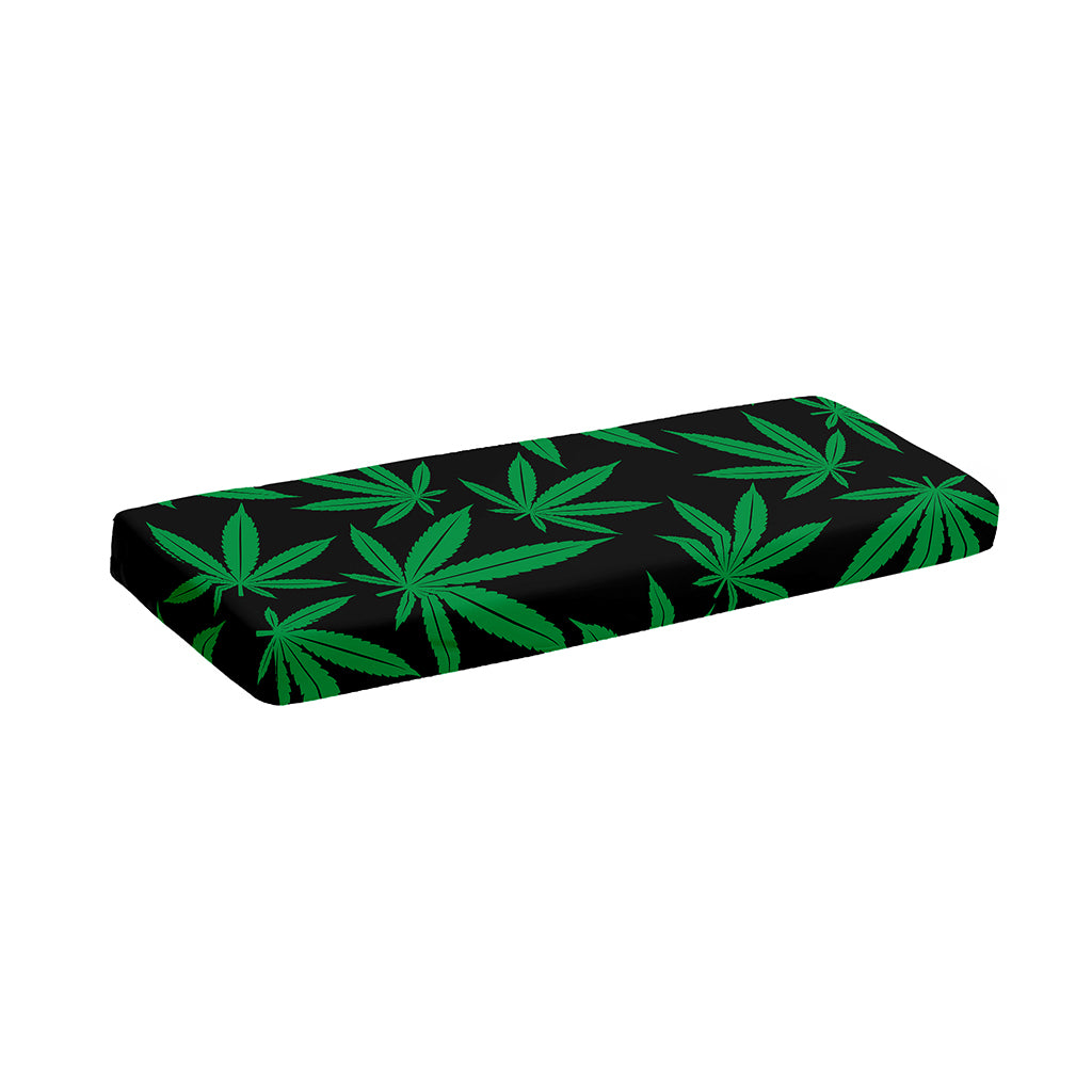 Green And Black Cannabis Leaf Print Piano Keyboard Cover