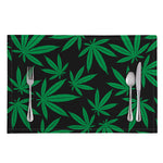 Green And Black Cannabis Leaf Print Placemat