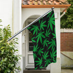 Green And Black Cannabis Leaf Print Polyester Flag