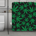 Green And Black Cannabis Leaf Print Polyester Shower Curtain