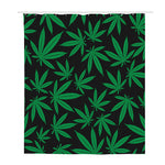 Green And Black Cannabis Leaf Print Polyester Shower Curtain