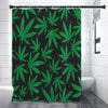 Green And Black Cannabis Leaf Print Premium Shower Curtain