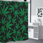 Green And Black Cannabis Leaf Print Premium Shower Curtain