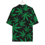 Green And Black Cannabis Leaf Print Rayon Hawaiian Shirt