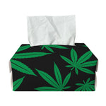 Green And Black Cannabis Leaf Print Rectangle Tissue Box Cover