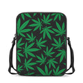 Green And Black Cannabis Leaf Print Rectangular Crossbody Bag