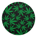 Green And Black Cannabis Leaf Print Round Blanket