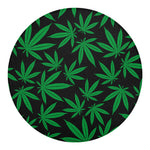 Green And Black Cannabis Leaf Print Round Blanket