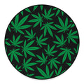 Green And Black Cannabis Leaf Print Round Floor Mat