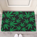 Green And Black Cannabis Leaf Print Rubber Doormat