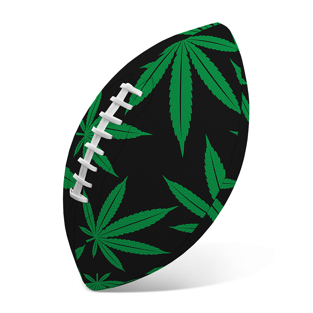 Green And Black Cannabis Leaf Print Rugby Ball