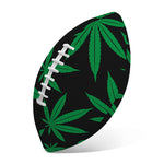 Green And Black Cannabis Leaf Print Rugby Ball