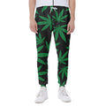 Green And Black Cannabis Leaf Print Joggers