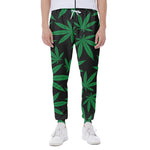 Green And Black Cannabis Leaf Print Scuba Joggers