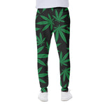 Green And Black Cannabis Leaf Print Scuba Joggers