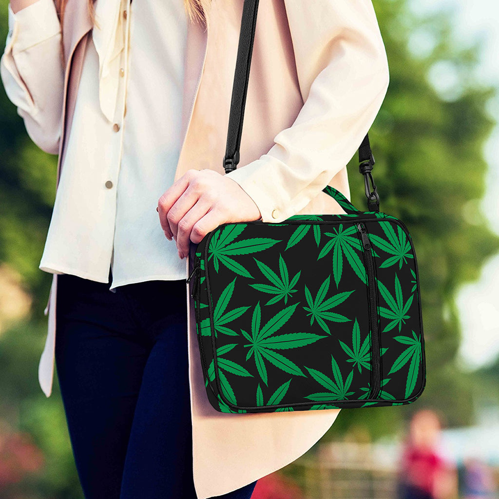 Green And Black Cannabis Leaf Print Shoulder Strap Bible Bag