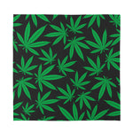 Green And Black Cannabis Leaf Print Silk Bandana