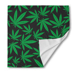 Green And Black Cannabis Leaf Print Silk Bandana